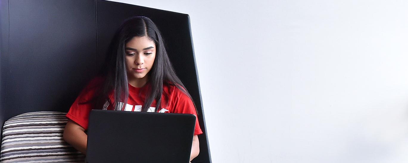 Female student on laptop